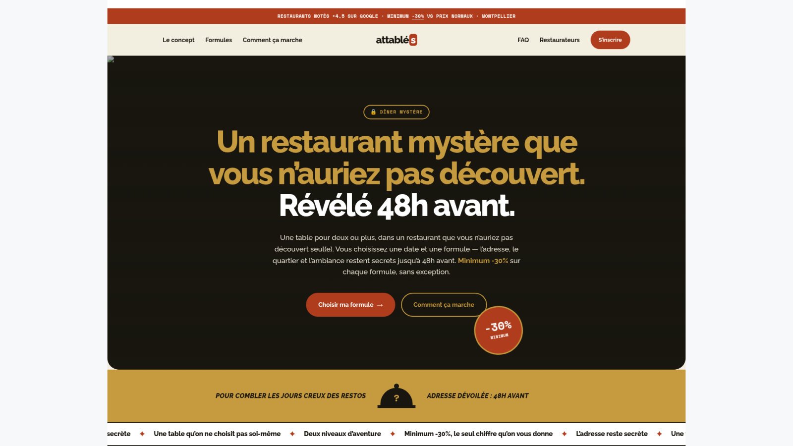 Attablés propose un dîner mystère dont l’adresse est révélée 48 heures avant